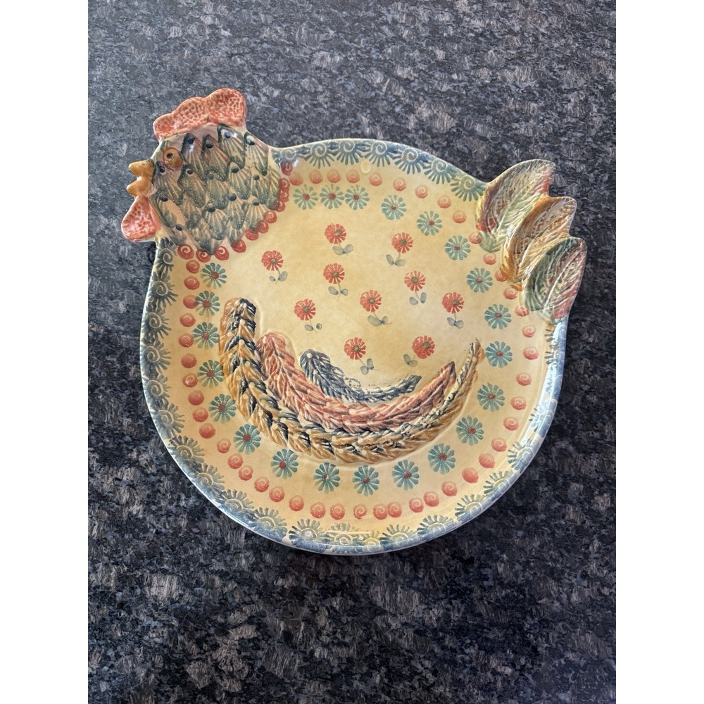 Large‎ chicken serving platter made in italy. 16x16" Dish Holidays, Parties